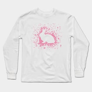 Cute Pink Bunny Silhouette Long Sleeve T-Shirt